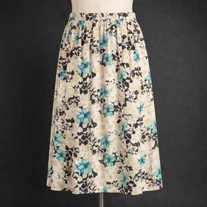 Vtg Joshua Power Floral Hawaiian Skirt 12 L Elastic Waist USA Made Cotton Boho